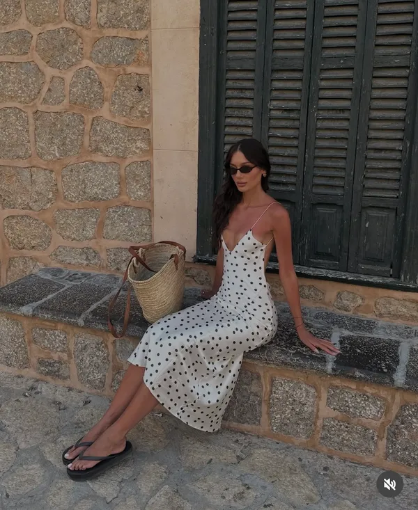 Zara Elegant Polka Dot satin effect Slip maxi Dress - Image 5