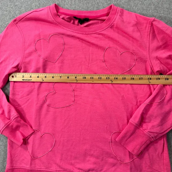 Jane & Delancey Embroidered Heart Crewneck Sweatshirt Pullover Womens Small Pink - Image 8