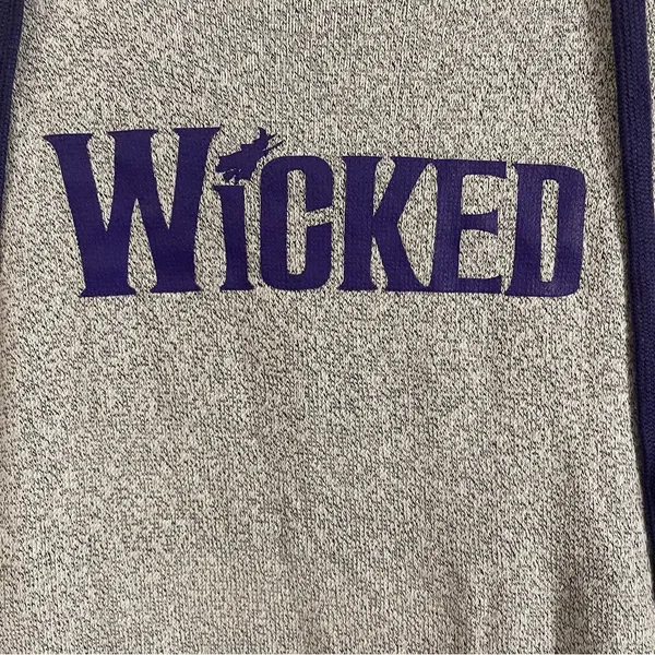 Wicked Broadway Musical Gray Purple Pullover Hoodie Medium - Image 6