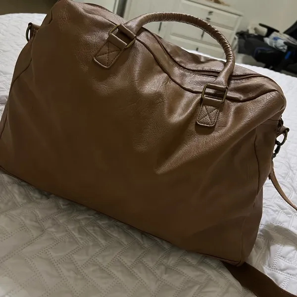 Brown Leather Target Travel Duffle Bag - Image 3