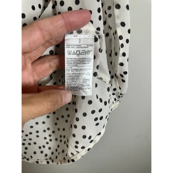 Banana Republic Womens Polka Dot 3/4 Slit Sleeve Blouse White‎ Black Small - Image 5