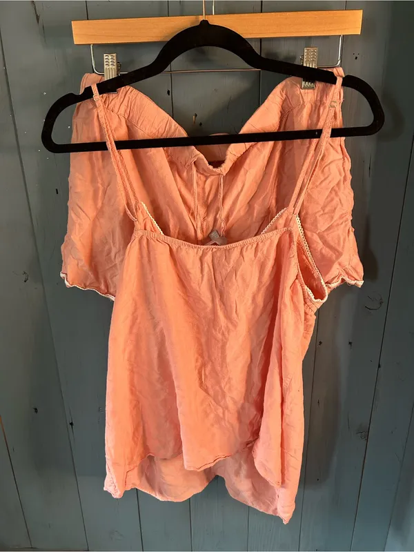 Banana Republic Soft Peach Pink Cami & Shorts Summer Sleep Set | Size Large - Image 2