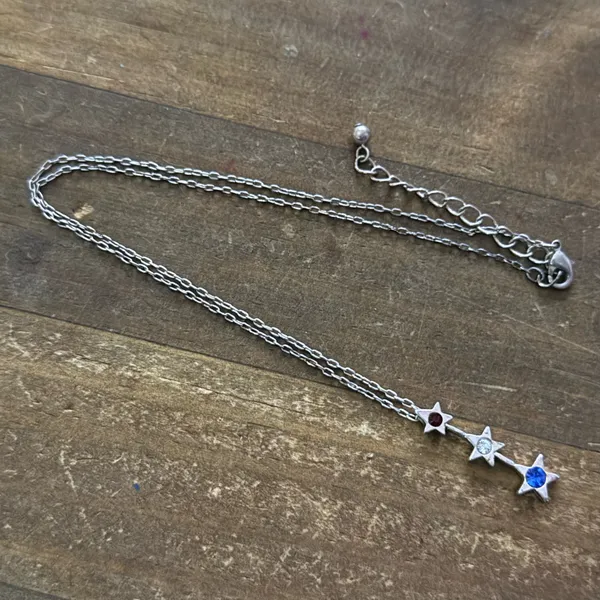 Patriotic silver tone starts pendant necklace - Image 2