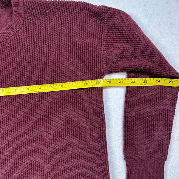 Madewell Women’s Waffle Knit Crewneck Sweater Size M Burgundy Pullover - Image 6