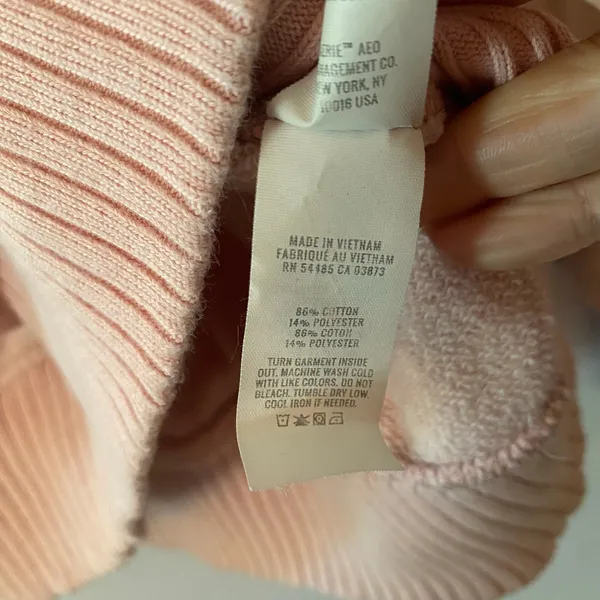 Aerie Pink Ribbed Oversized Crewneck Pullover Sweatshirt Loungewear Women Small - Image 8