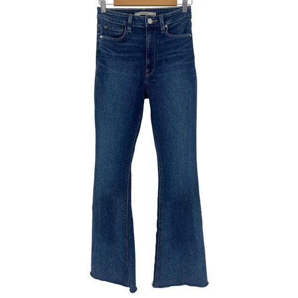 Hudson Holly High-Rise Flare Jeans Blue Raw Hem Size 27 - Image 3