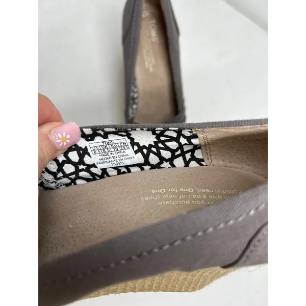 Toms Ash Gray “Calypso” Espadrille Slip On Canvas Comfort Wedge Womens 8.5 Nwob - Image 8
