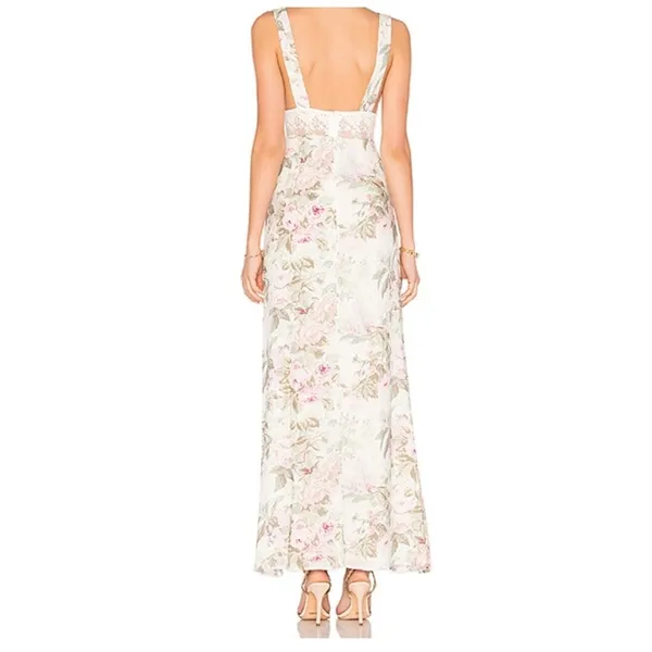Majorelle Floral Romantic Maxi Dress Bridal Fairy Sz Medium Cream Pink Green - Image 2
