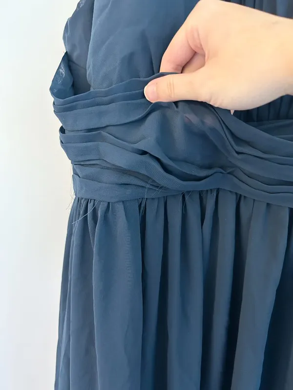 JJ's House Edeline Navy Blue A-line Ruffle Chiffon Maxi Dress Size 12/14 - Image 5