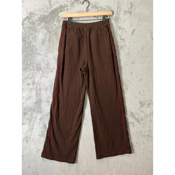Varley Brushed Ribbed Wide Leg Pants Brown Contrast Stripe Lounge‎ Athleisure XS - Image 5