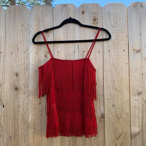 Red‎ layered tassel shirt size medium, preowned great condition - Image 3