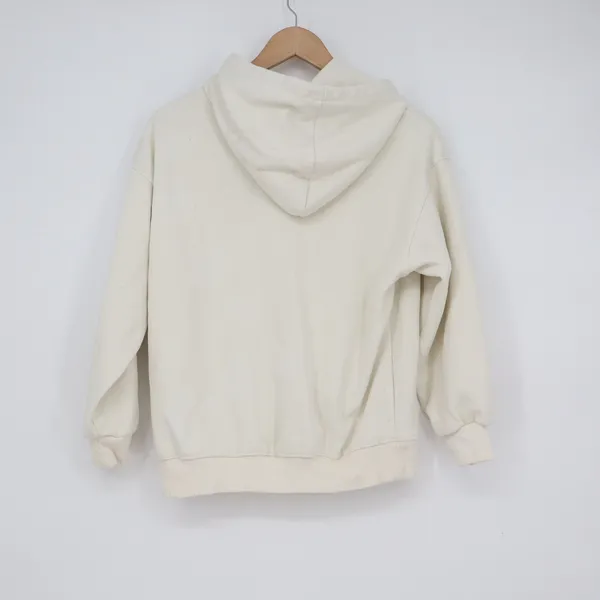 Cream Heart Graphic Pullover Hoodie Sweatshirt Pink Hearts Size M - Image 6