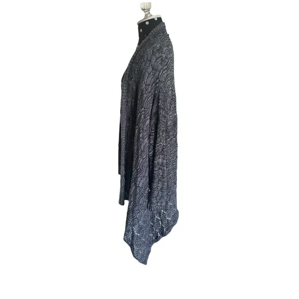 Chico's Womens Cardigan‎ Sz 1 M 8 10 Gray Black Waterfall Sweater Open Front - Image 6