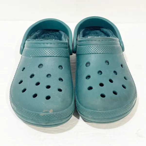 Crocs‎ Size 7 Classic Faux Fur Lined Clogs Slip-On Green - Image 2