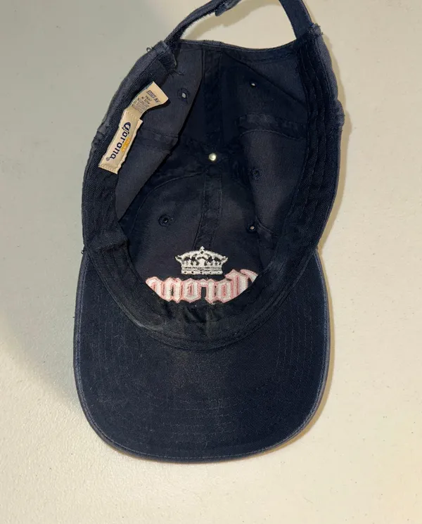 Extra Beer Hat Baseball Cap Strapback Blue with Pink Logo Great Condition - Image 5