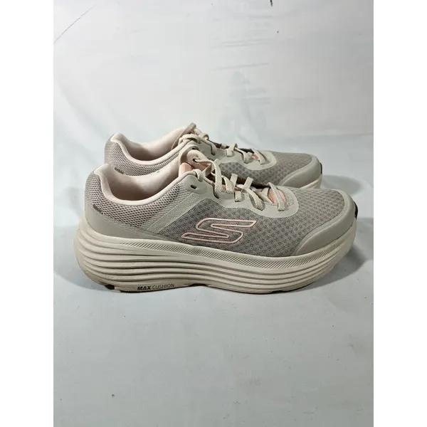 Skechers‎ Max Cushioning Mesh Sneakers Women 9.5 Gray Pink Natural Rocker Sole - Image 3