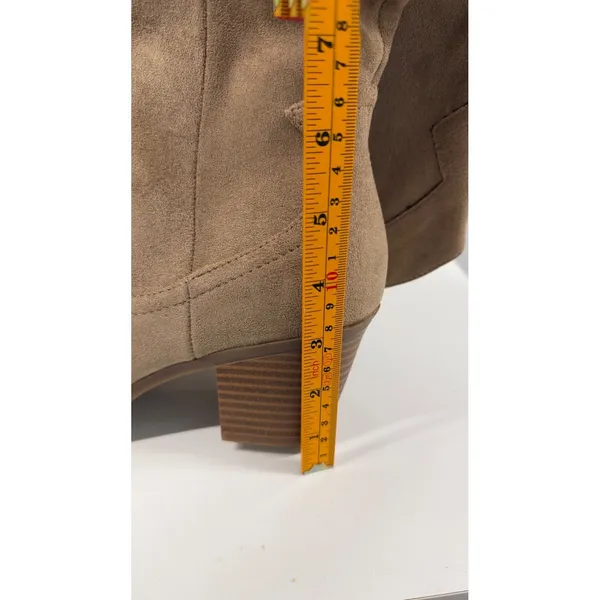 Tan Faux Suede Western Knee High Boots Pointed Toe Block Heel Size 8.5 - Image 8