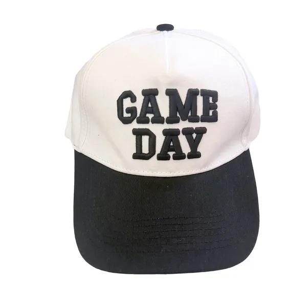 NWT Game Day Two-Tone Baseball Cap Black White Embroidered Sports Hat OS - Image 6