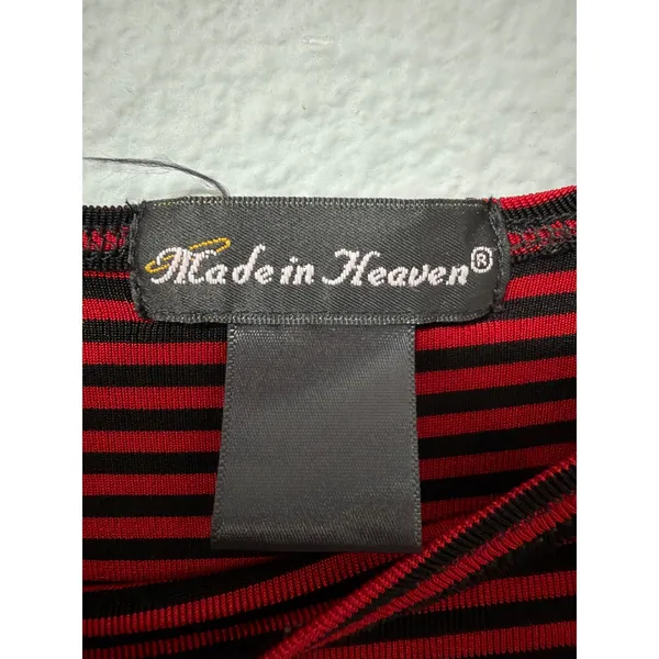 Made in Heaven Top L Red Black Striped Scoop Neck 3/4 Dolman‎ Sleeve Oversized - Image 3