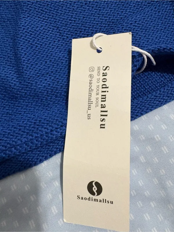 Saodimallsu Blue Knit V-Neck Sweater Vest - Size XL Oversized - Image 4