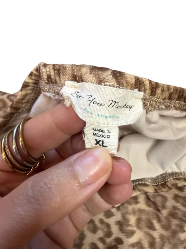 See You Monday Light Leopard Print MIDI Skirt XL - Image 4