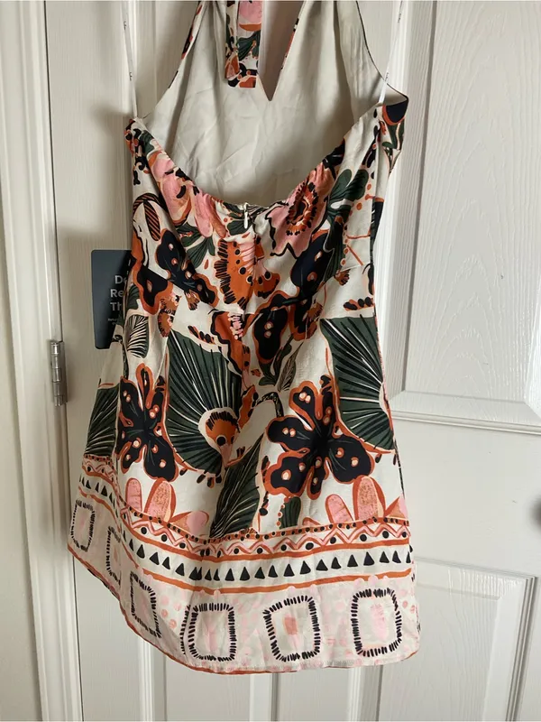 NWT Lulus Boho Tropical Floral Halter Mini Dress Size Medium - Image 10