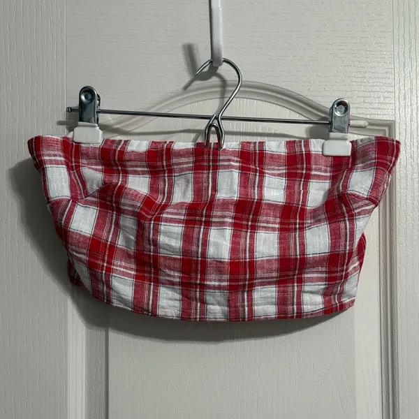 NWT Free People After You Red Plaid Crop Top Cottagecore Coastal Cowgirl - Image 2