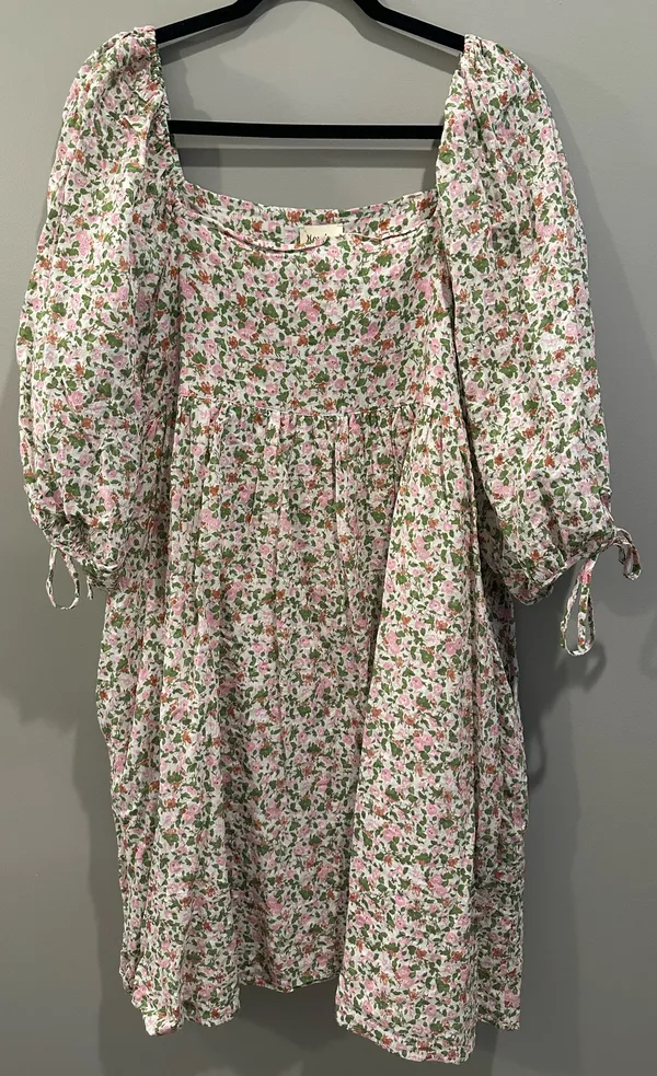 Hayden Floral Puff Sleeve Square Neck Babydoll Dress - Image 3