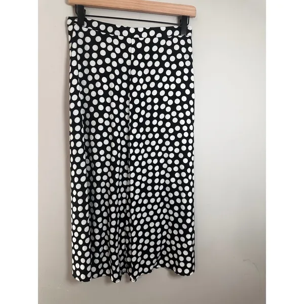 Banana Republic Womens XS Polka Dot Midi Skirt‎ Black White Retro - Image 2