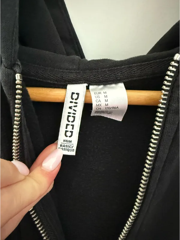 H&M Black Zip-Up Hoodie - Image 2