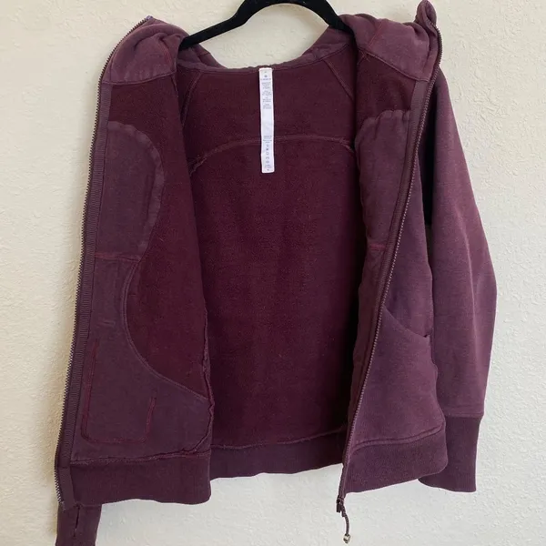 Lululemon zip up Scuba Classic Cotton Fleece Heathered Bordeaux Drama size‎ 4 - Image 11
