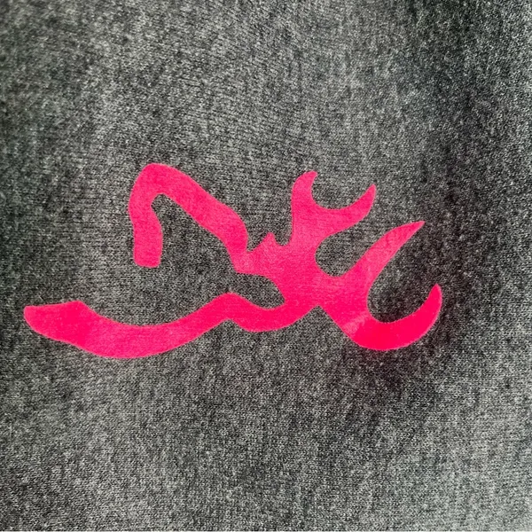 Jerzees Nublend Hoodie Sweatshirt With Pink Deer Head Decal Front/Back M Gray - Image 3