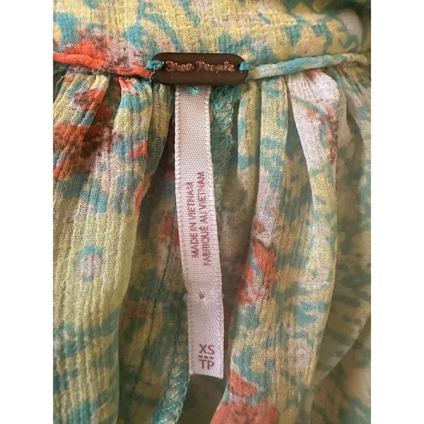 Free People Feeling Groovy Maxi Dress Size XS 70s Chartreuse Floral Bohemian - Image 13
