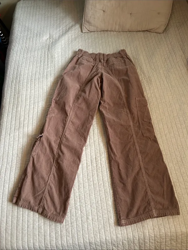 Urban Outfitters BDG Mauve Y2K Corduroy Low-Rise Cargo wide leg cotton Pants S - Image 10