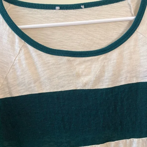 Green and White Striped Woman's Long‎ Sleeved Size Small Top - Image 5