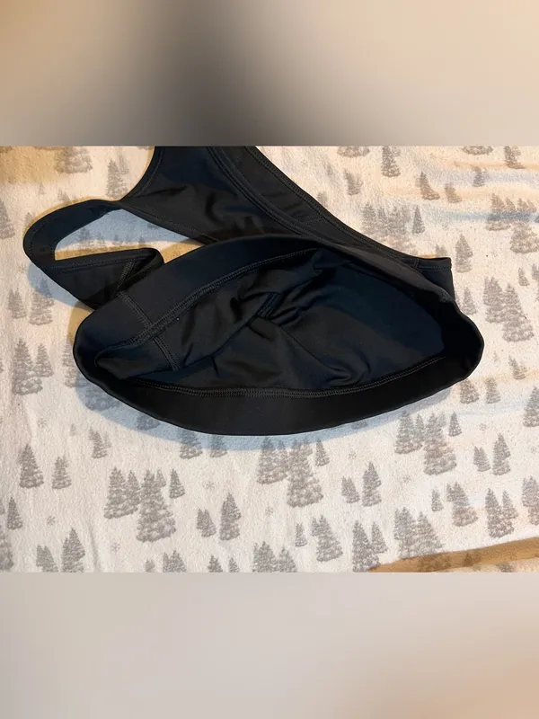 Nike Black Sports Bra with Cracked Gold Swoosh - Image 3