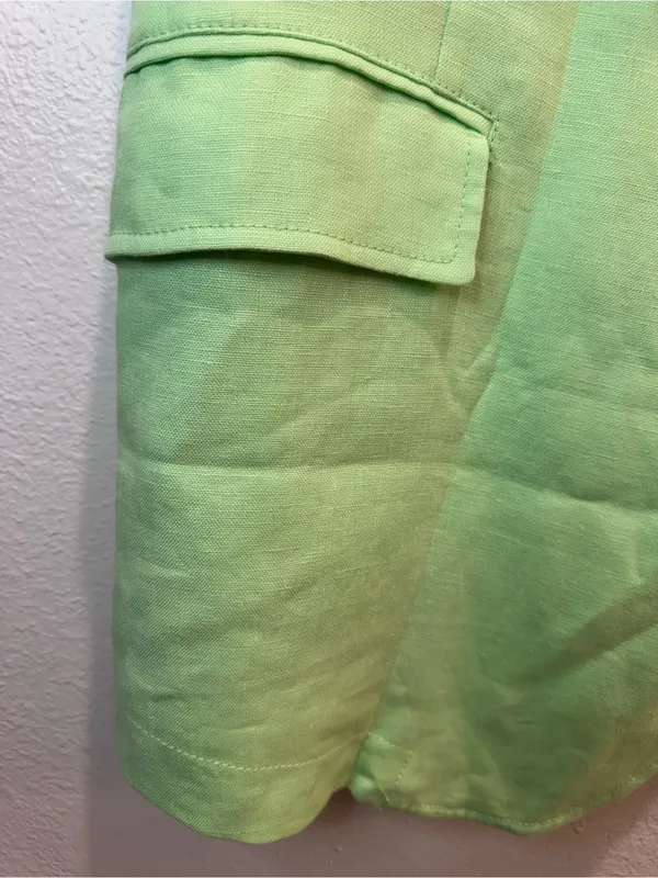Free People NWOT 100% Linen Vest Green Light Lime Bright‎ Young Things Size M - Image 9