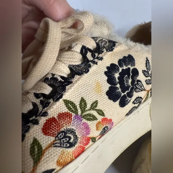 FARM Rio Cream Floral Faux Fur Lined Chunky Sole Sneakers 9 - Image 11