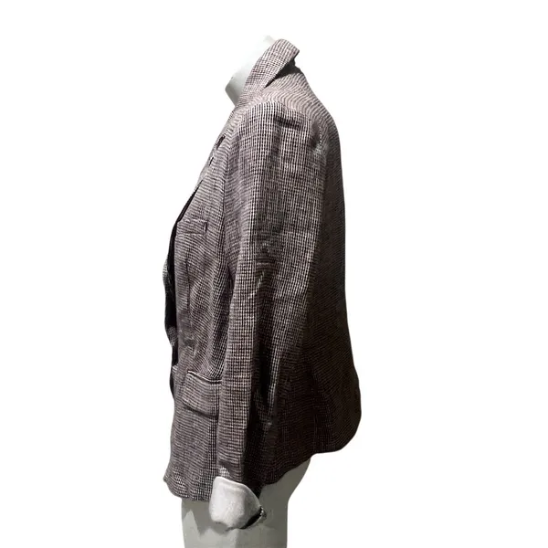 Free People Blazer Womens Size M Brown Plaid Single Button Notched Lapel - Image 5