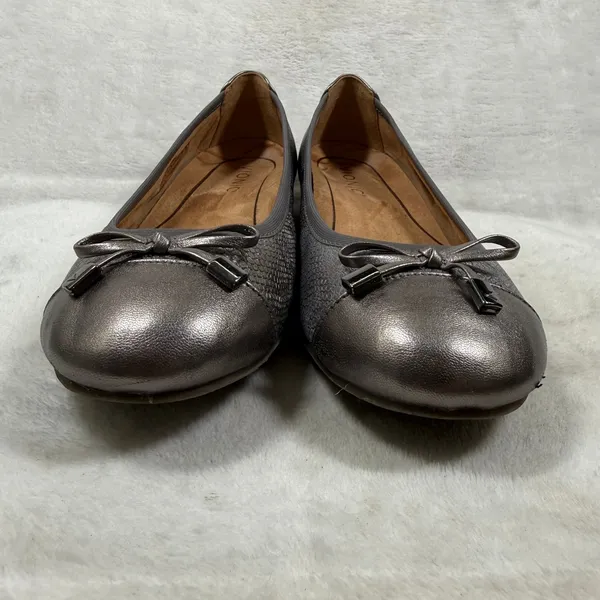 Vionic Minna Gunmetal Silver Snake Skin Ballet Flats Orthotic Size 7.5 - Image 4