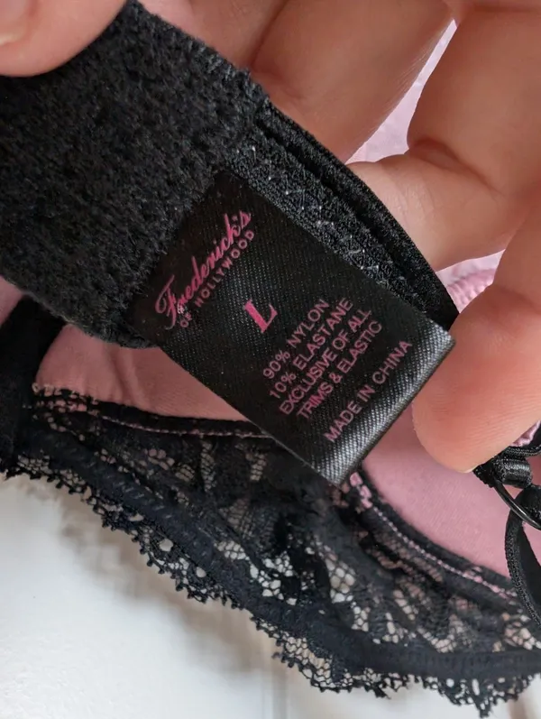 Frederick’s of Hollywood Ilana Stain and Lace Bodysuit Large Pink/Black - Image 3