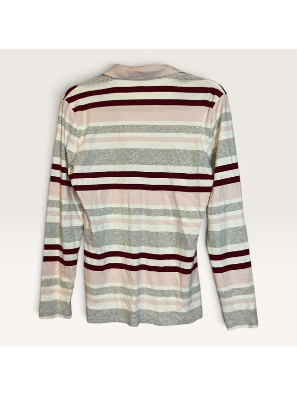Tommy Hilfiger Long Sleeve Striped Polo Shirt Large - Image 2