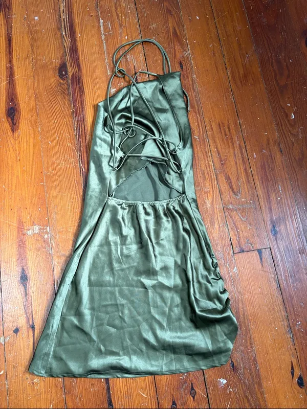 Princess Polly‎ Leigh Jagger & Stone Olive Green Slip Dress Size 4 Open Back - Image 3