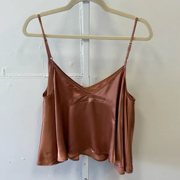 Enza Costa Satin Strappy Satin Swing Style Camisole‎ Bronze Large - Image 3