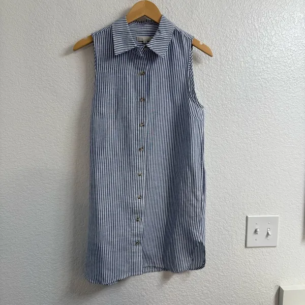 ONIA Striped linen and Lyocell-blend mini shirt dress size small - Image 2