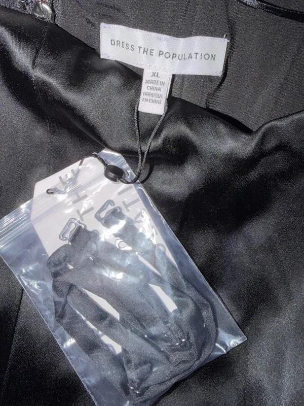 Dress the Population Alani Black off the shoulder Dress Cocktail Bodycon XL - Image 4