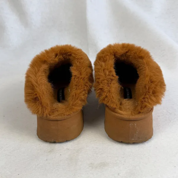 Streetwear Society Brown‎ Faux Fur Platform Slides Mules Slippers Womens 6 Chunky Cozy Retro - Image 7