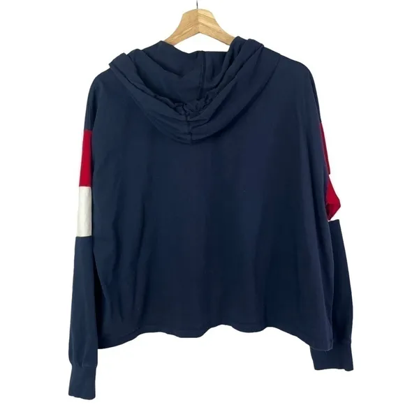 Hollister‎ Navy Blue Cropped Lightweight Boyfriend Hooded Sweatshirt L - Image 2