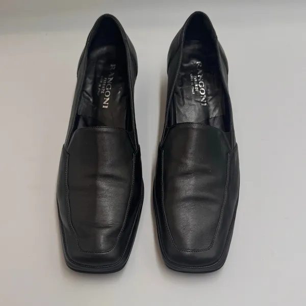Rangoni Italy Black Leather Block Heel Loafers Womens 10.5 - Image 2
