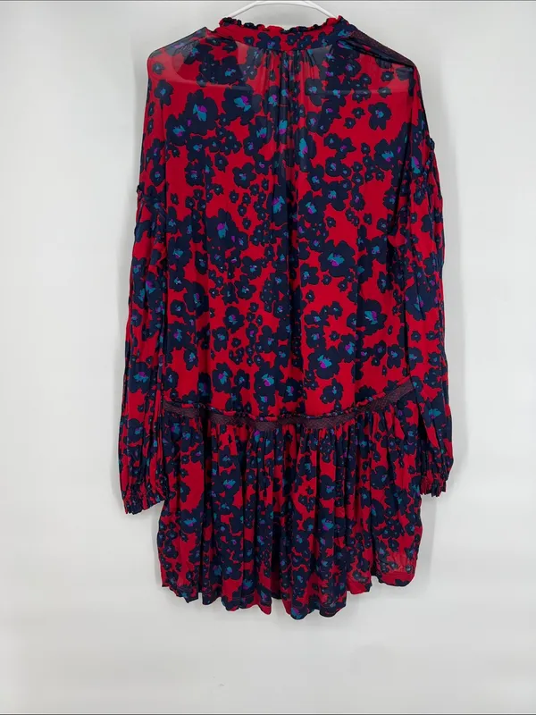 Free People Love Letter Tunic Top Mini Dress Red retail $128.00 - Image 7